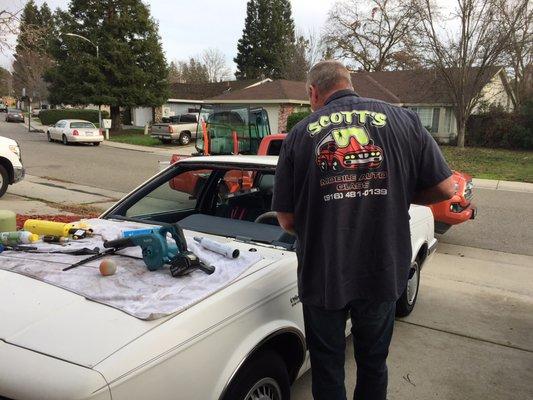 Scott getting it ready to put in my new windshield!! GREAT JOB Scott!! Thank you so much =)