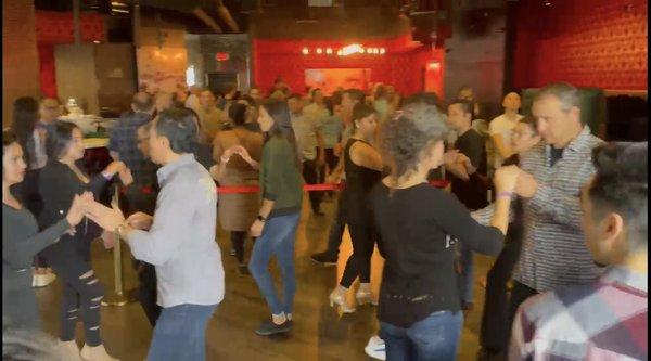 Our 4 hour 1 day Salsa Boot Camp for all beginner to intermediate levels all in one big room add Café Sevilla Costa Mesa.