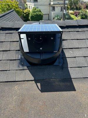 Attic solar fan.