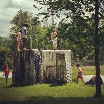 Playing in the sculpture garden