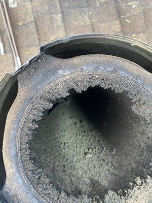 Dirty chimney resulted in fire department call. This person was so lucky. Could have easily become dangerous or even deadly