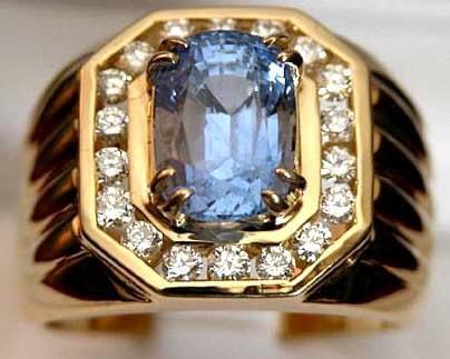 M. 14kt yellow gold with aquamarine and diamonds..