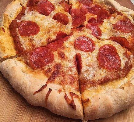 Pepperoni Pizza,
We begin with our Signature Sauce, Mozzarella cheese and lots of pepperoni. With a pepperoni in every bite,