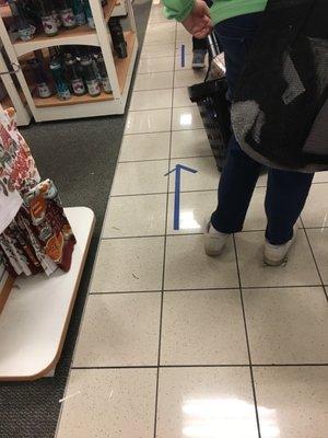 Follow the arrows and the long line to the checkout!!