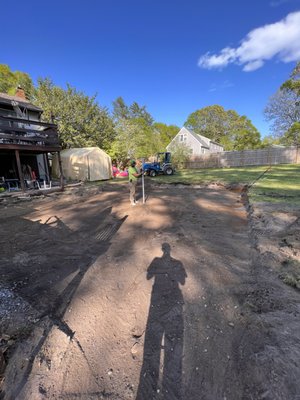 Mid process of the pool area being excavated and measured