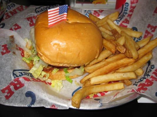 cheeseburger meal w/fries & Swiss cheese