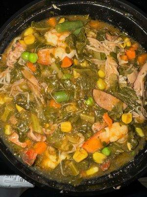 Collard green gumbo with sausage