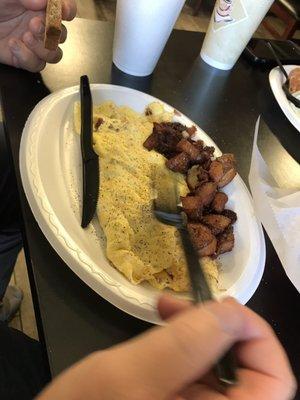 Egg and bacon omelette