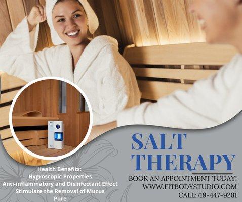 Anti-inflammatory 
Stimulate removal of mucus with Salt Therapy in our infrared sauna