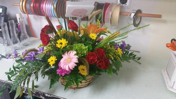 Another view of the custom fall floral arrangement from Verzaal's. Brittney is a true artist.