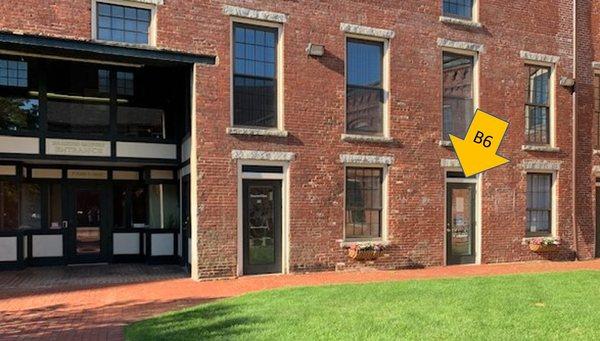 Our main door faces the courtyard at Market Square (near Flatbread Pizza)