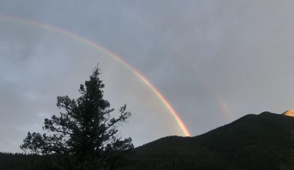 Double rainbow over the mountain