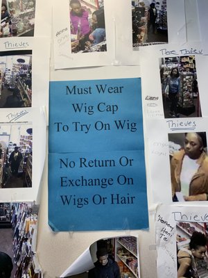 Was shown this sign and told I couldn't return my items that weren't wigs or hair.