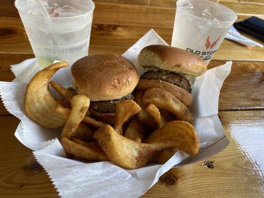 Tasty Burger Sliders and Sidewinder Fries