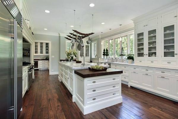 Beautiful paint and contrast Call 855-899-1799 #kitchen #remodel #flooring #white #losangeles #sandiego