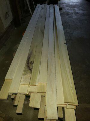 Kiln-dried Poplar Lumber.  Surfaced smooth on all sides.  These specific boards are 7/8" x 4" x 12' long.