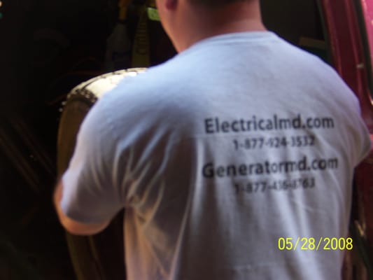 ElectricalMD.com & GeneratorMD.com shirts with toll free numbers of 1-877-924-ELEC & 877-GenupMD