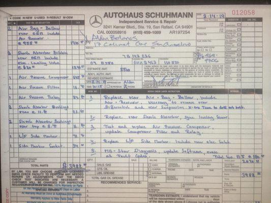 Here's the invoice for work performed by Schuhmann