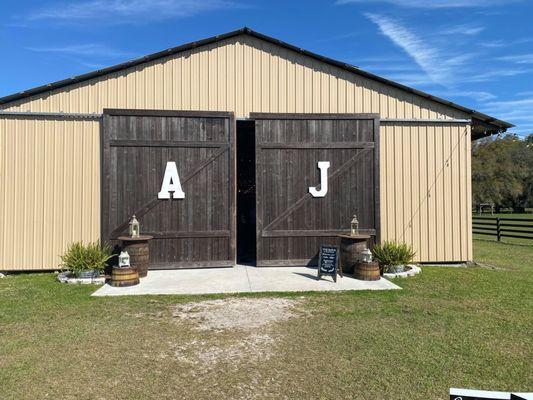 Front of barn