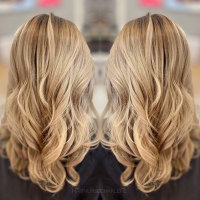 Blonde highlights balayage