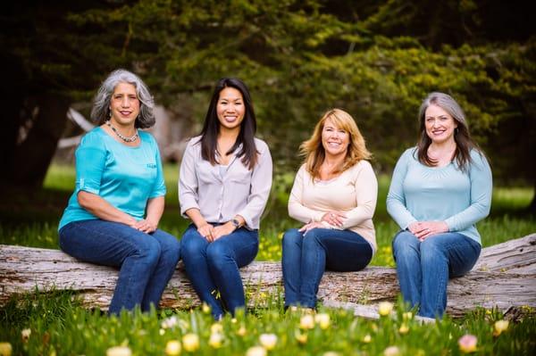 L to R: Anna (Treatment Coordinator/Receptionist), Dr. Lynda Tran, Tanya (Dental Assistant), and Lia (Dental Hygienist).