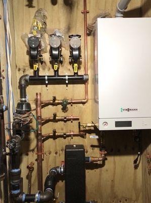 New viessmann high efficiency combination boiler and hot water heater.