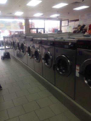 Inside the laundromat.