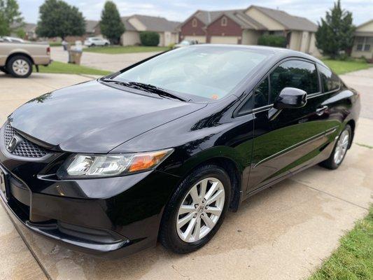 Black Honda, polish, pint correction, auto detailer, wheels, tires, derby ks, Derby Detaling,  316-794-6359