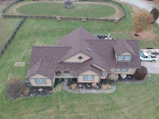 Shannon Stables roof replacement in 45432 with beautiful Owens Corning Duration shingles after roof got storm damage from a wind event