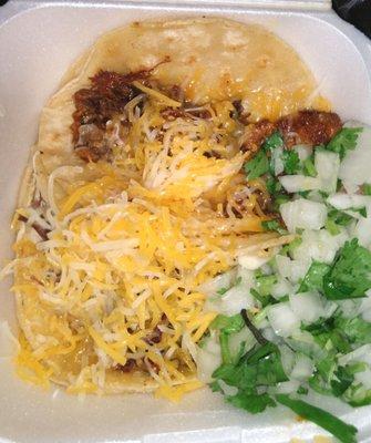 Street tacos with cheese, $2.99 each