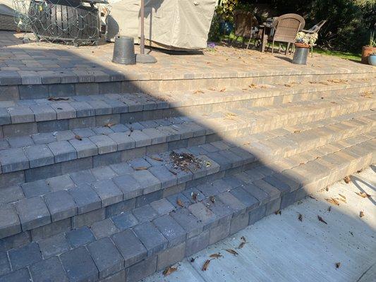 New Back patio and steps decorated with pavers