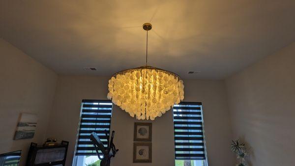 New Bedroom Hanging Seashell Chandelier install