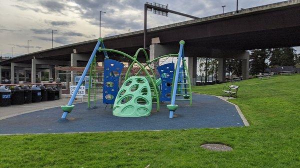 Pretty sparse play area. Slides have high static !