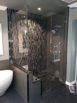 Frameless Shower Enclosure.  Upgraded to 1/2" Thick Starphire Glass. (ultra clear)