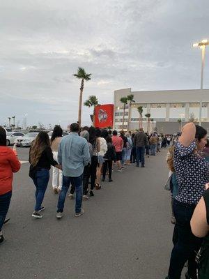 At the Cher concert started at 7:30. We are all still in line.  Been in line for a half hour. Miss management and poor execution.