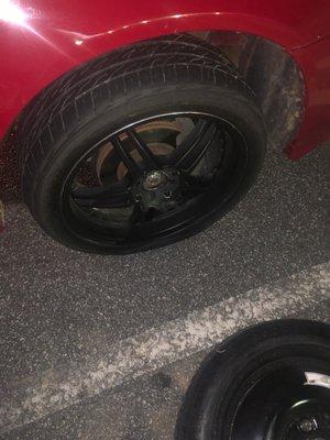 Flat aftermarket tire that pop-a-lock responded to & rudely explained he couldn't help.