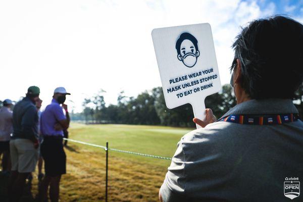 Fans were allowed to attend the 2020 Houston Open. Masks requested.