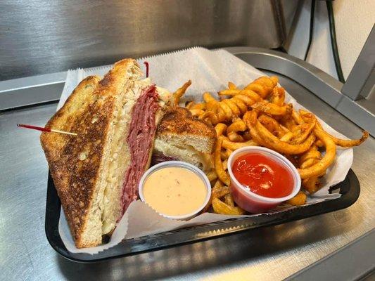 Reuben and curly fries