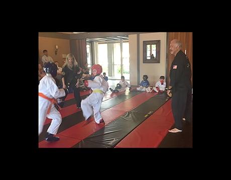 Junior karate sparring class