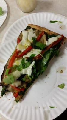 Eggplant mozzarella spinach pepper half slice