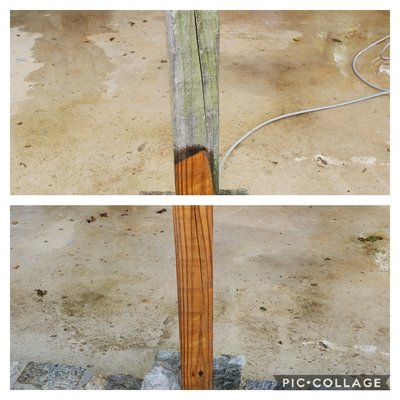 Wood cleaning before and after