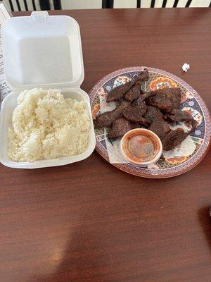 Beef jerky and sticky rice- small