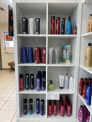 Display of Professional Products for home hair care.