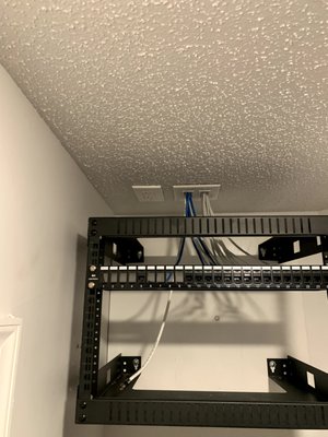 Rack installed in closet with outlets created