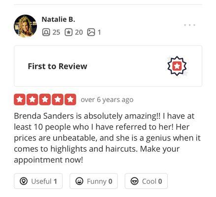 Active Reviews for my hair services at another location