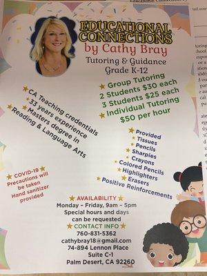 My Flyer for Educational Connections by Cathy Bray