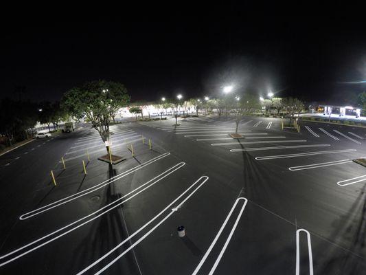 Costco complete parking lot maintenance. Asphalt repairs, Seal coat and Striping.