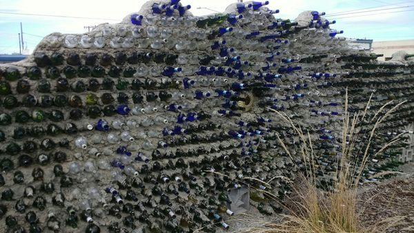 Weird fence of glass bottles