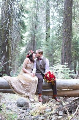 Bride & Groom at their Woodland Wedding in the Tahoe National Forest