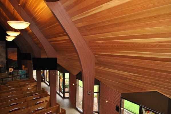 Tongue and Groove Cedar 1st Choice Milled for Trinity Lutheran Church.